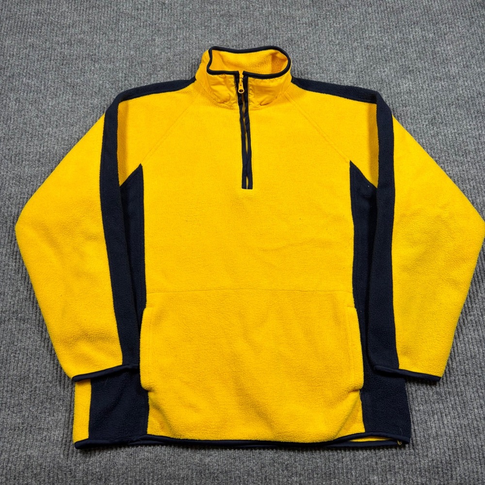 Highland Outfitters Fleece Mens L Fleece Pullover 1/4 Zip Yellow Navy RN 57623